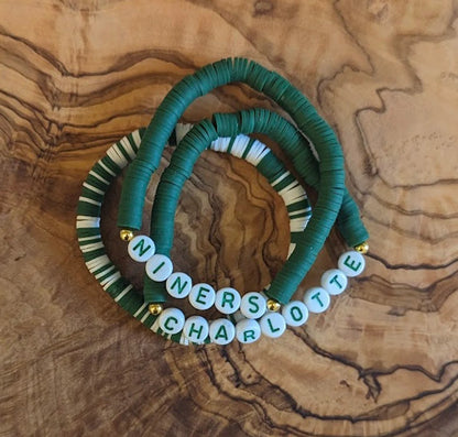 UNC Charlotte Heishi & Seed Bead Bracelets